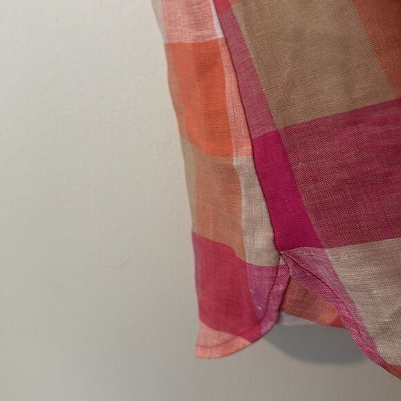 Foxcroft Linen Checkered Top 4 - Picture 4 of 7